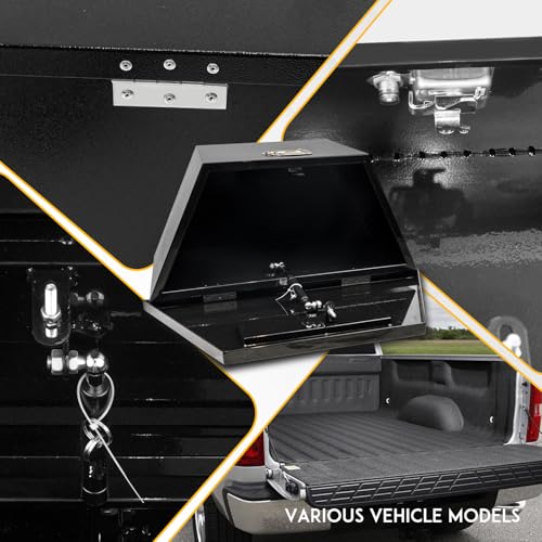 Black Heavy Duty Steel Trailer Tongue Tool Box with Latch & Keys Y889269