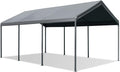 10' x 20' Heavy Duty Carport with Powder-Coated Steel Frame and 180g PE Tarp, Gray H6548
