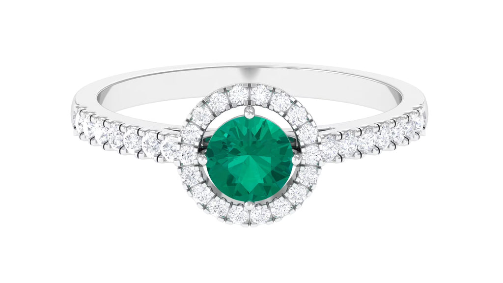Emerald and Diamond Ring in Gold, 925 Sterling Silver P310351