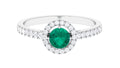 Emerald and Diamond Ring in Gold, 925 Sterling Silver P310351