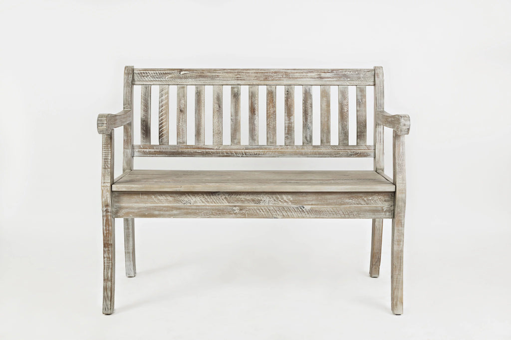 Rustic Distressed Acacia Storage Bench O414018