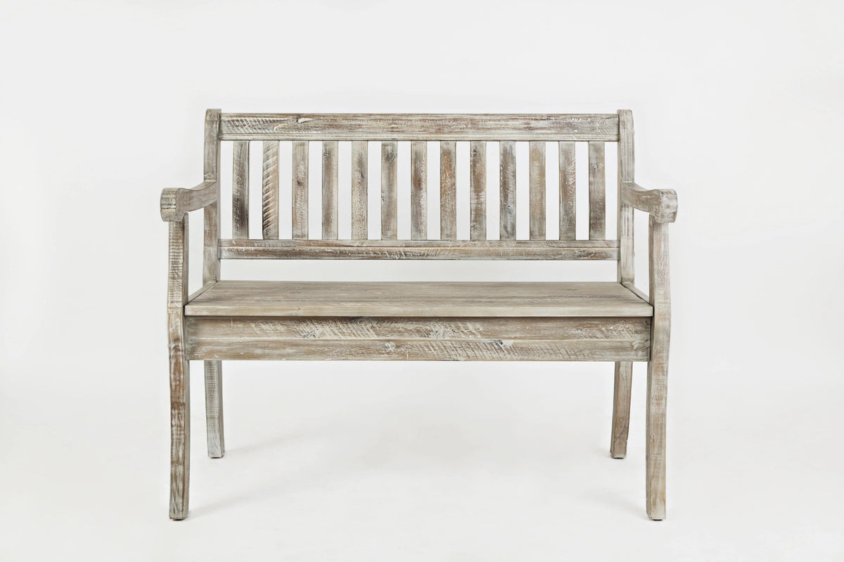 Rustic Distressed Acacia Storage Bench O414018