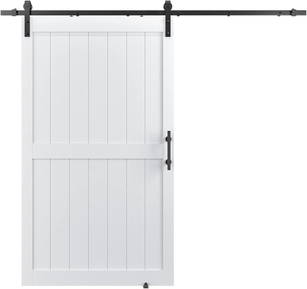 White MDF Sliding Barn Door with Hardware Kit L622640