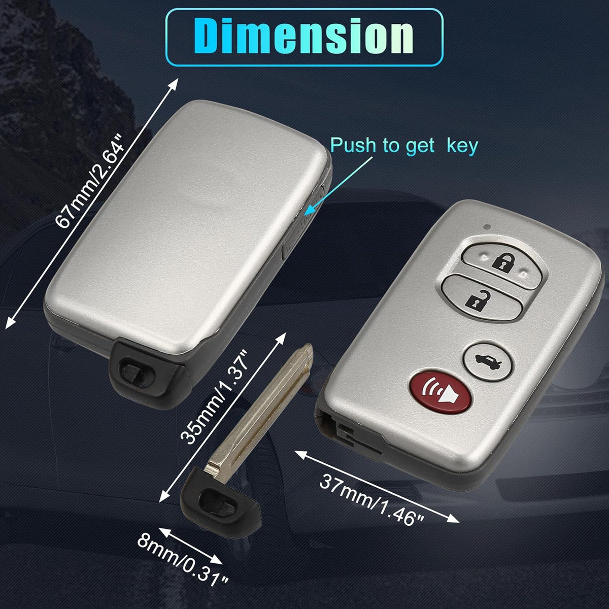Replacement Keyless Entry Remote Car Key Fob 314.3Mhz 4 Buttons O12391