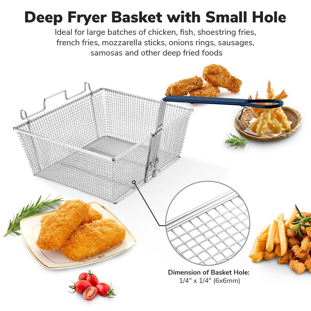 Commercial Deep Fryer Basket 8.8 Lbs Large Capacity with Non-slip Handle T965