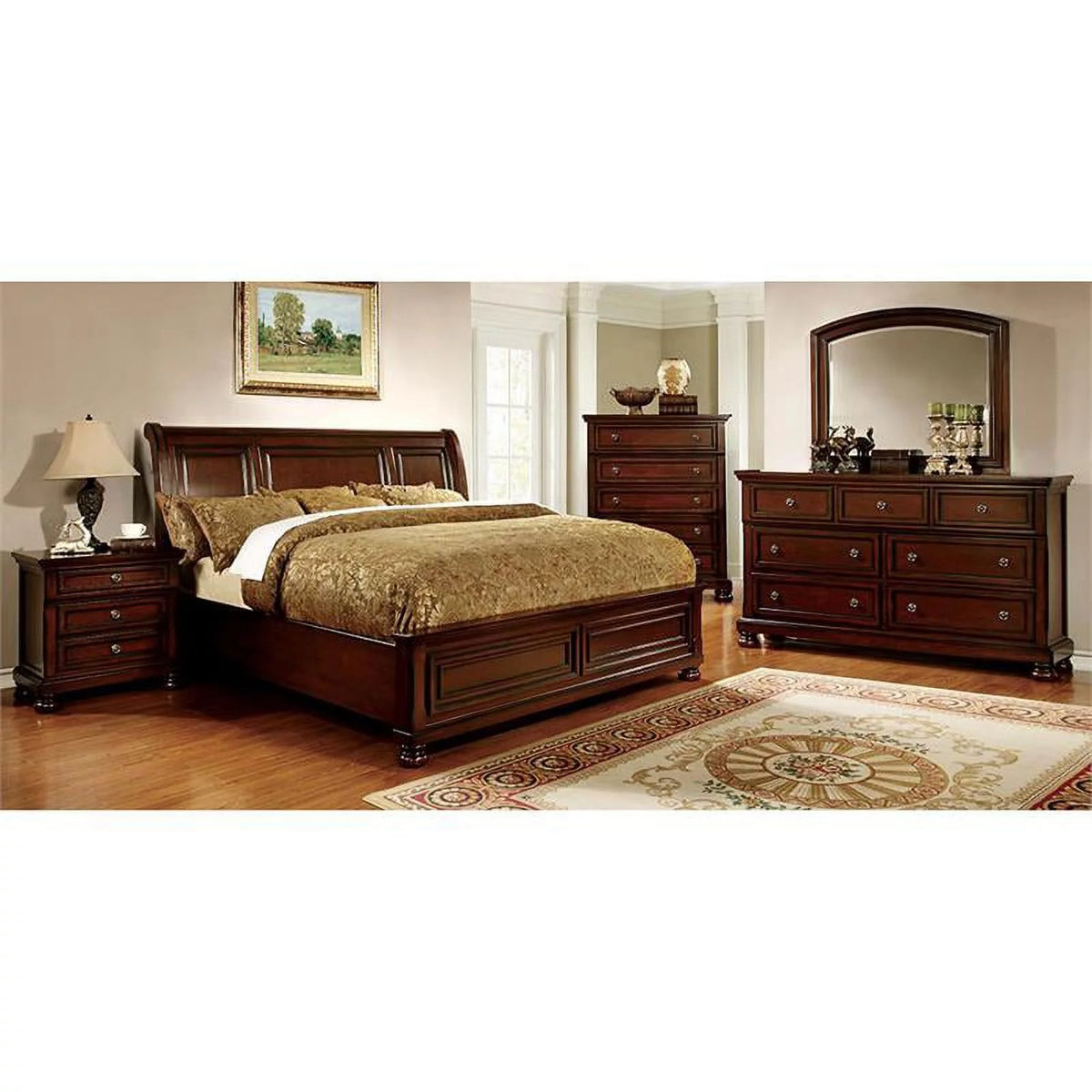 Dark Cherry Solid Wood Bedroom Set A180501
