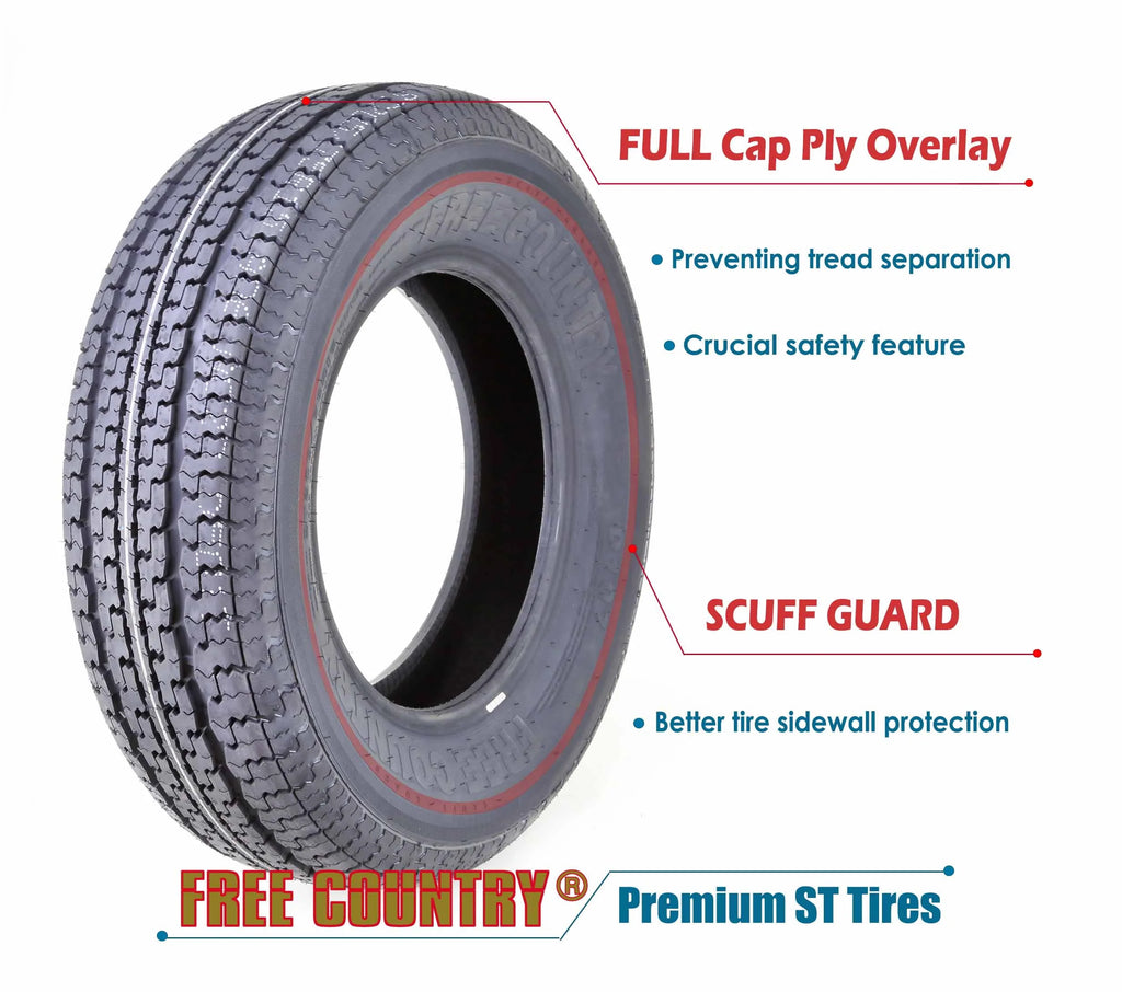 Trailer Tires ST 205/75R15 8 Ply Load Range D Set 4 D8213