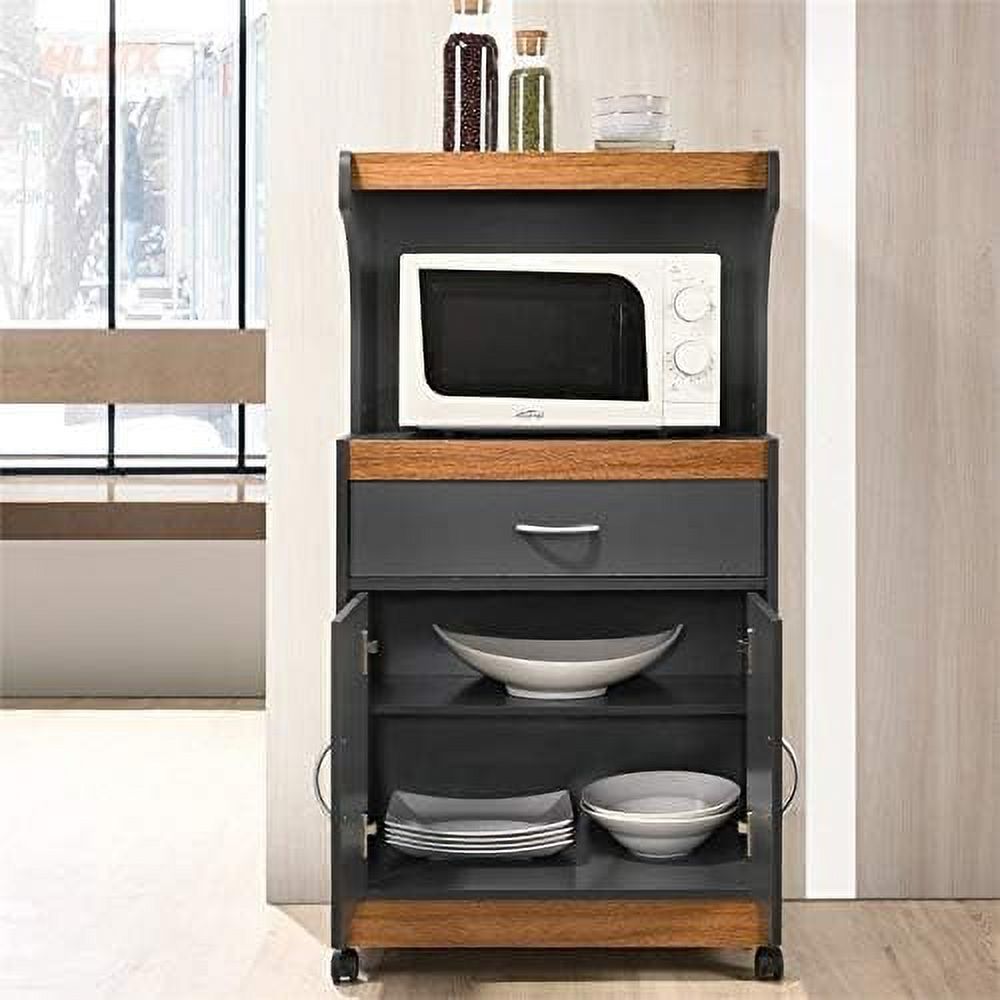 Gray Oak Microwave Kitchen Cart H6299