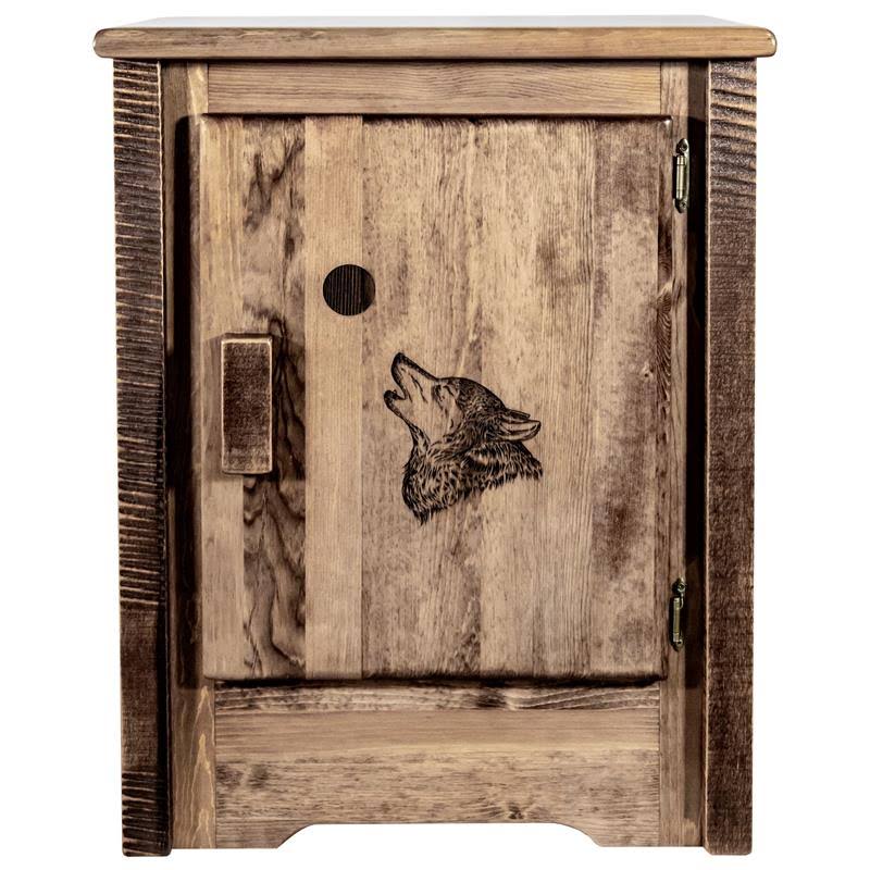 Accent Cabinet with Laser Engraved Wolf Design V252246