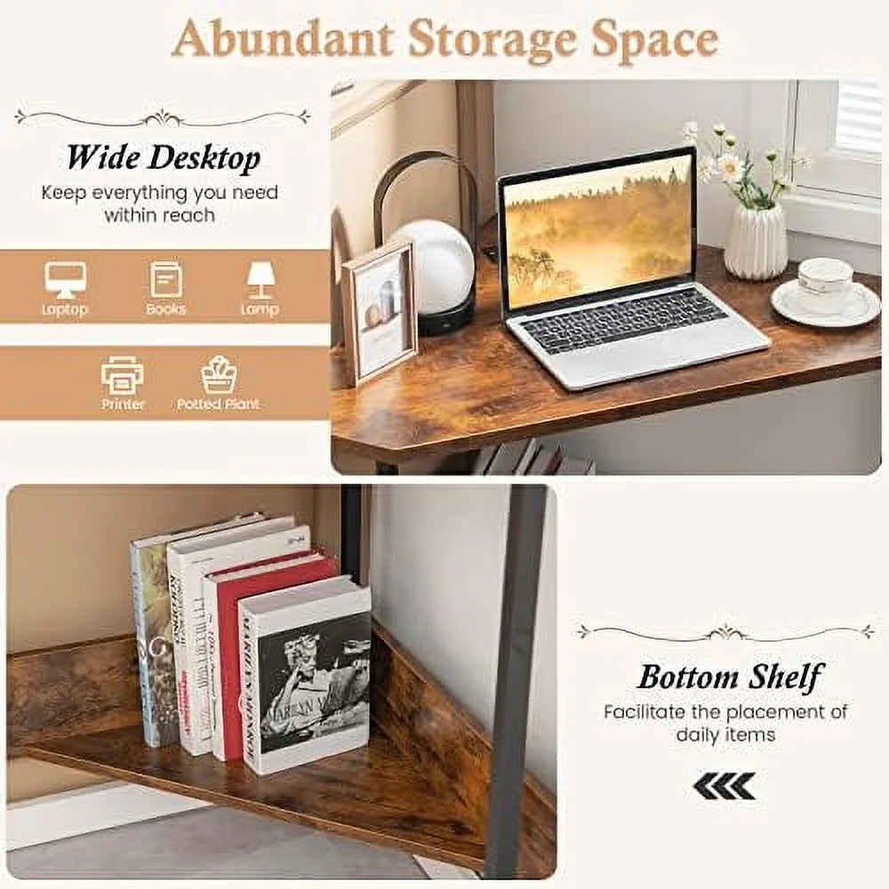 Corner Desk with Power Outlet Triangle Computer Desk U812312