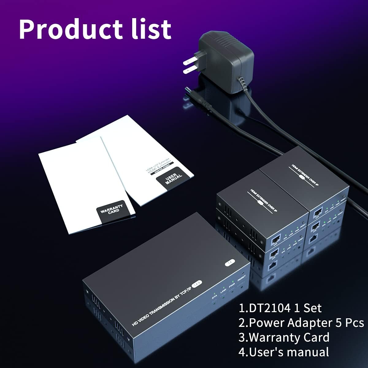 HDMI Splitter Extender 1x4 1080P Over Cat5e/6 Loopout 1 in 4 Out H4839