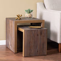 Set of 2 Reclaimed Wood Nested Accent Tables G557855