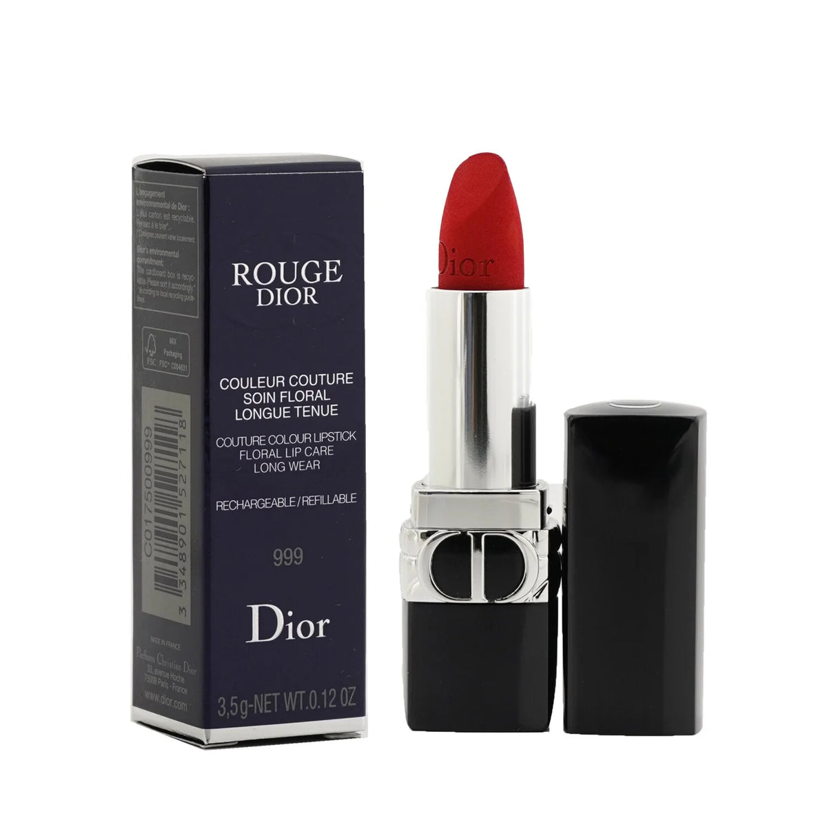 Rouge Dior Couture Colour Refillable Lipstick - # 999 (Satin) 3.5g/0.12oz Z1648
