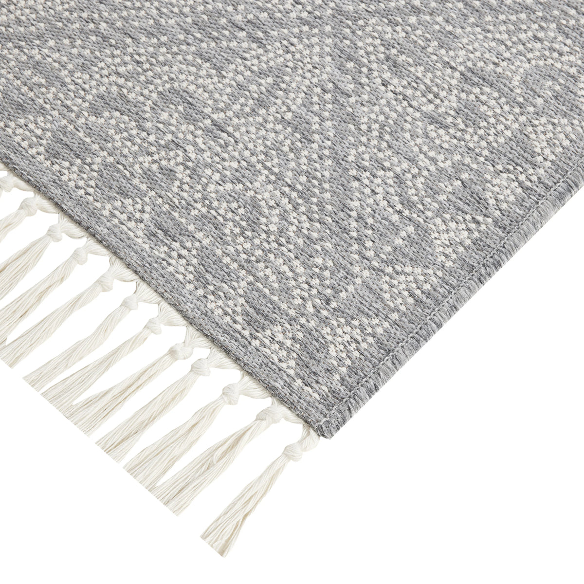 Grey Medallion Non-Skid 27" x 45" Accent Rug with Fringe H446