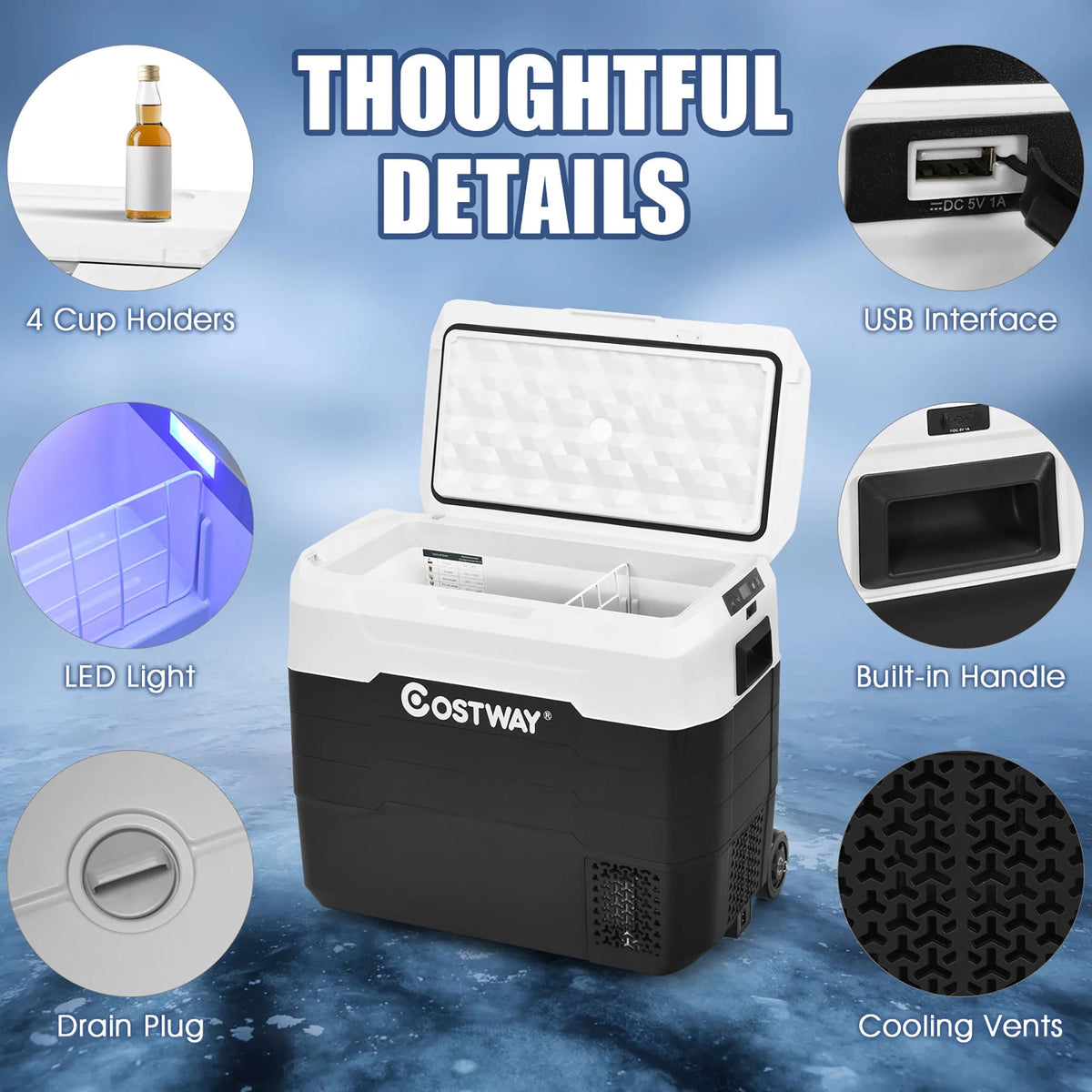 Portable Dual-Zone Car Refrigerator White B66424