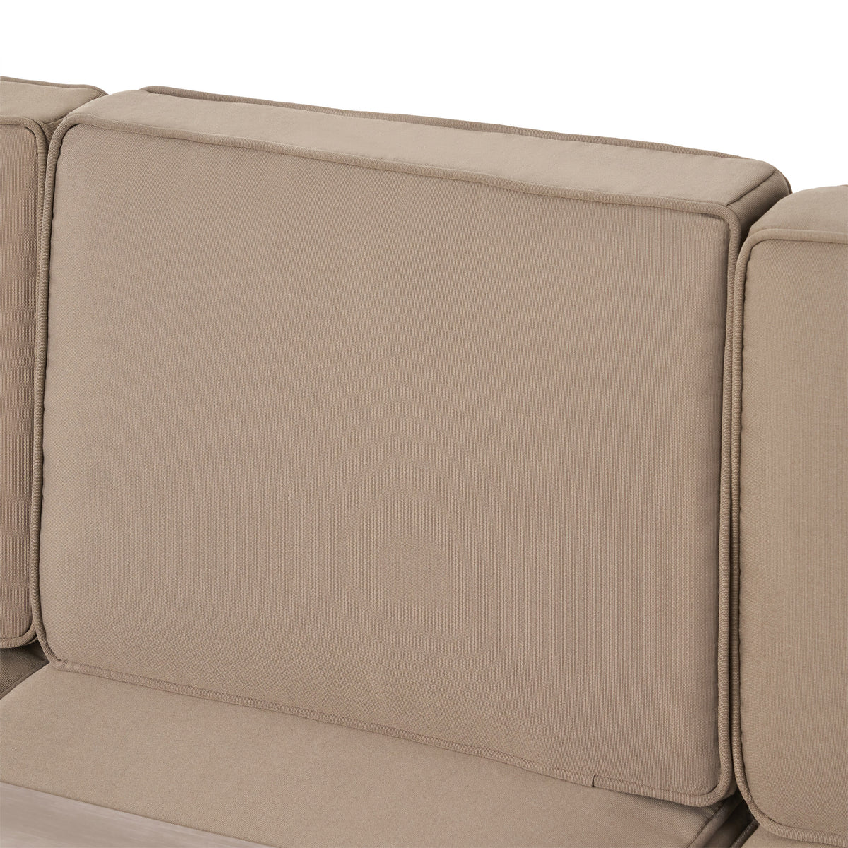 6 Seater Aluminum Sofa and Ottoman Set with Side Tables, Silver and Khaki B188