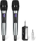 Wireless Handheld Dynamic Cordless Microphone with Rechargeable Bluetooth Receiver, UHF 200 FT Range, 6.5mm/3.5mm Output M9405