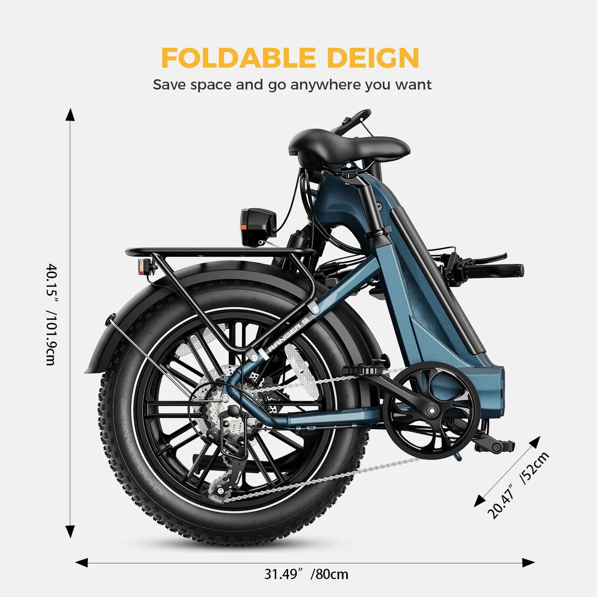 Folding Electric Bike with 48V 14.4AH Removable Battery, 20 x 4.0 Fat Tire Step-thru R62544