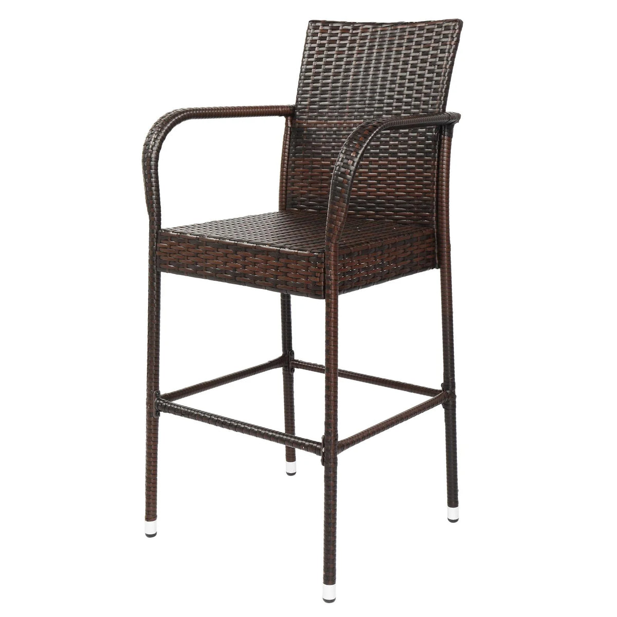 Brown Gradient Wicker Rattan Bar Stools with Footrest T780