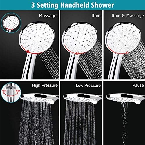 High Pressure Rain Shower Combination 9 Modes 304 Stainless Steel Hose Pack of 2 T25664