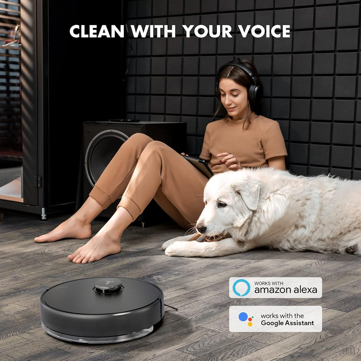 Robot Vacuum and Mop 2-in-1 with Lidar Navigation, 2000Pa Suction, Black Y908324