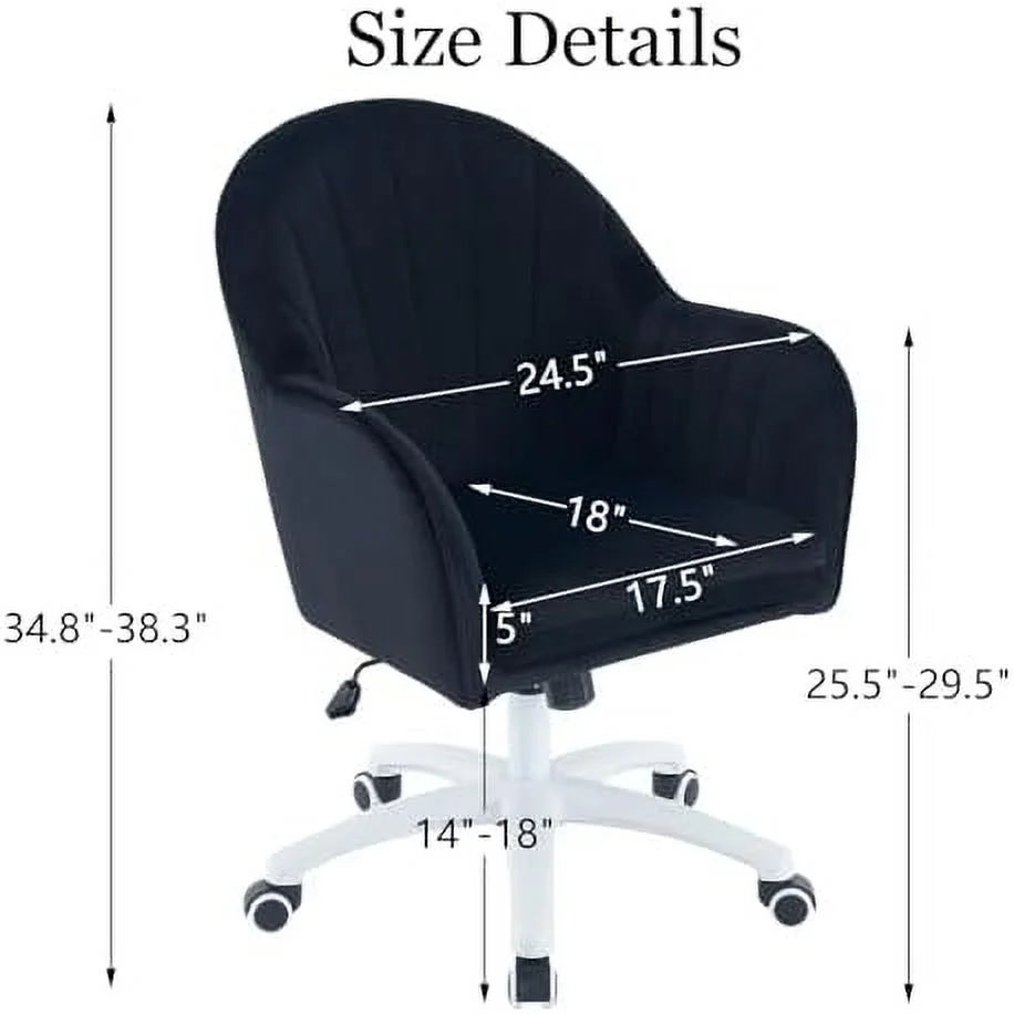 White Velvet Desk Chair with Wheels U71550