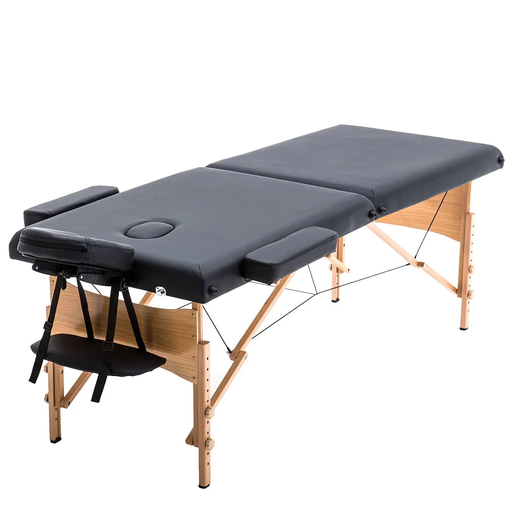 Adjustable Folding Portable Massage Table with Carry Case, Black O387258