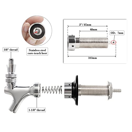 Stainless Steel Draft Beer Faucet Shank with Beer Line Barb Q40310