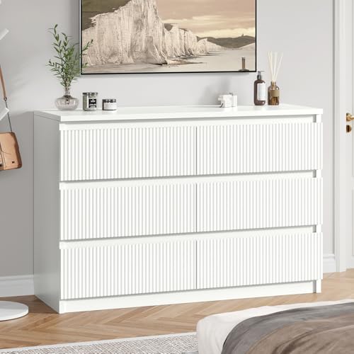 White 6 Drawer Wood Dresser B179660