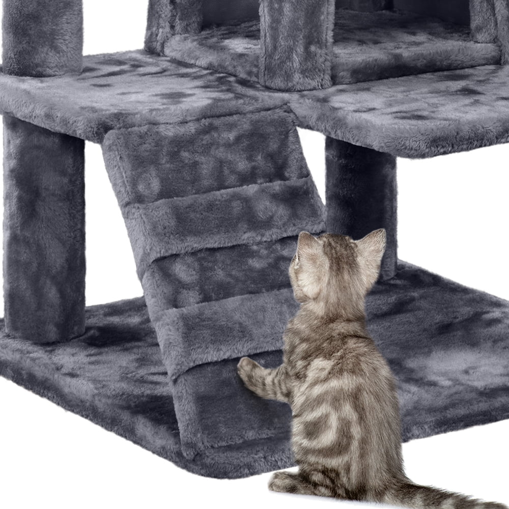 Dark Gray Cat Tree Condo with Scratching Post Tower I12483