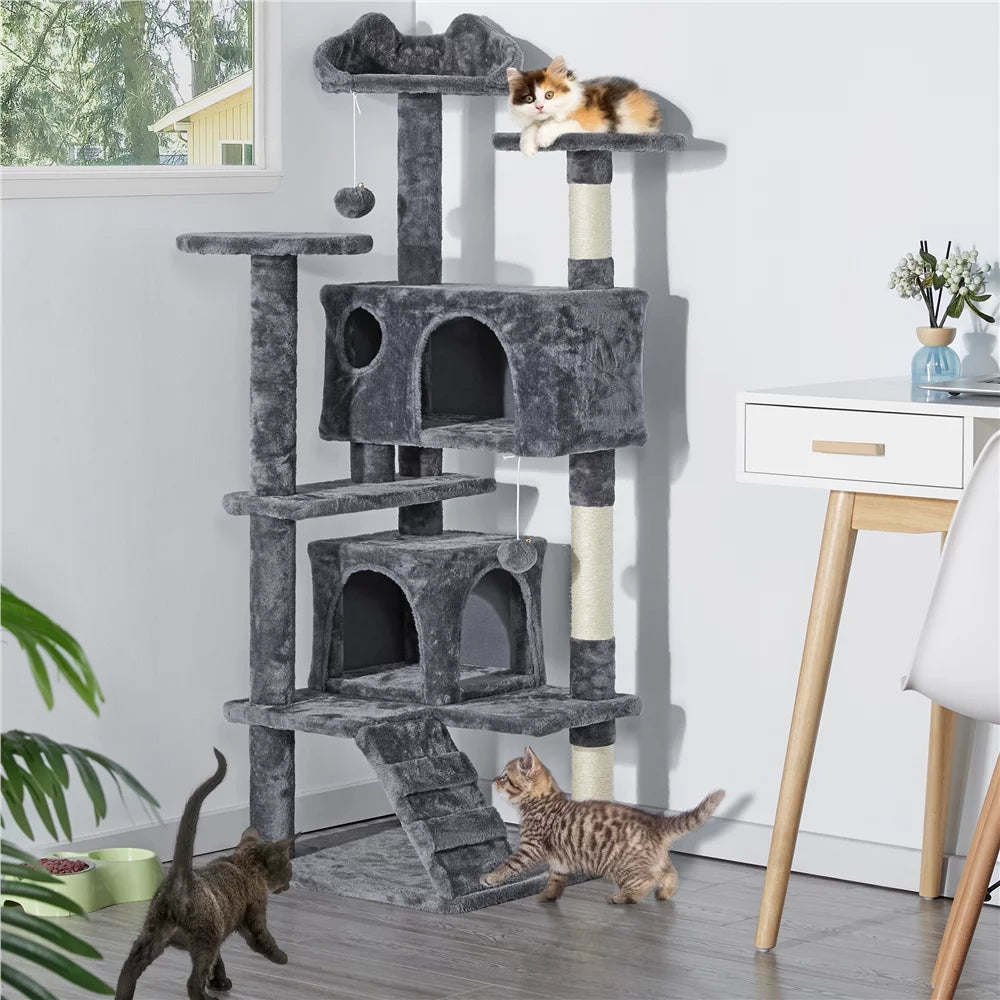 Dark Gray Cat Tree Condo with Scratching Post Tower I12483