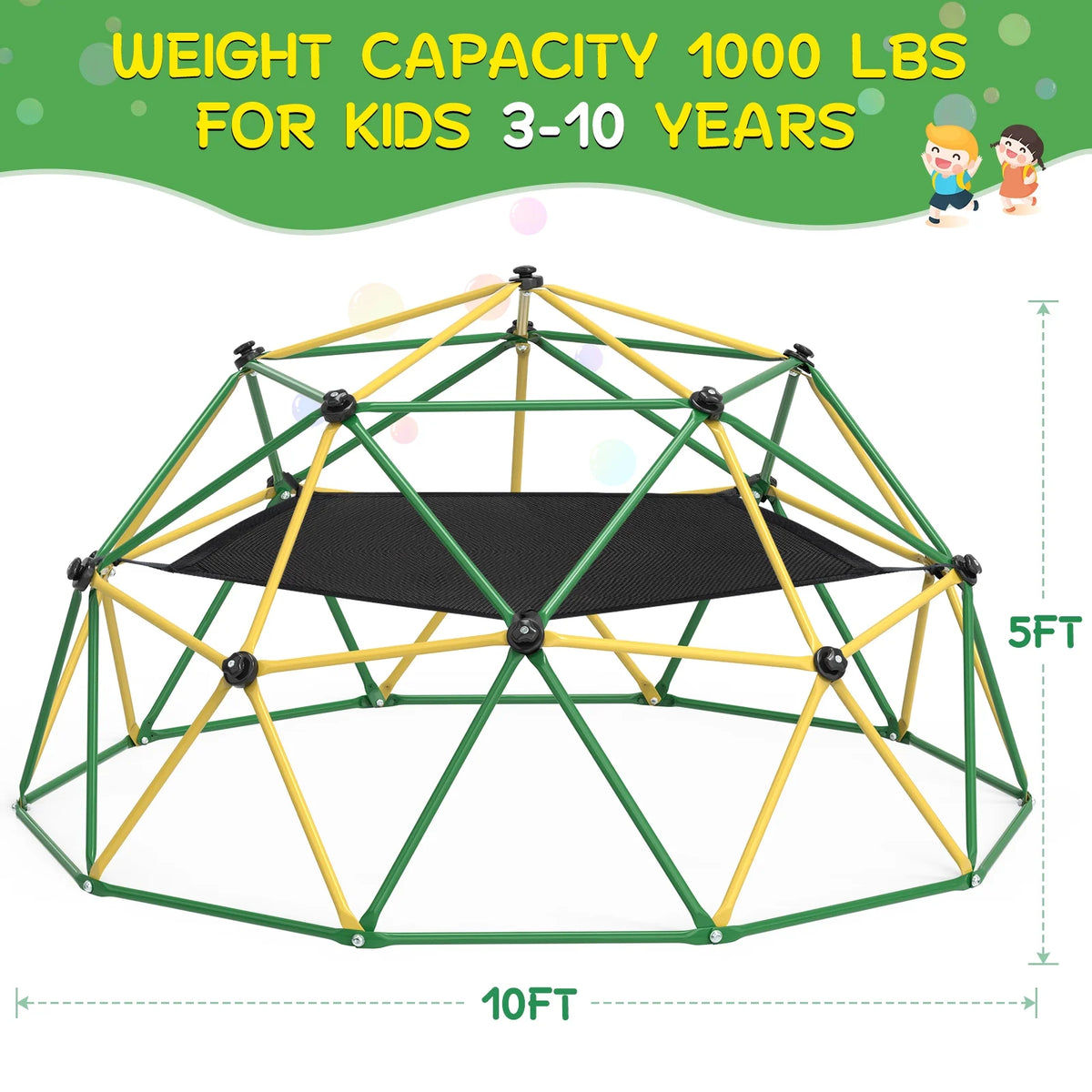 Yellow+Green 10FT Climbing Dome with Hammock B980102