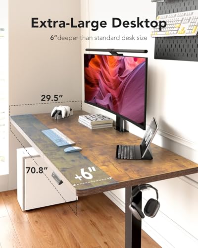 71 x 35 inch Electric Standing Desk with Thick T-Shaped Frame X353