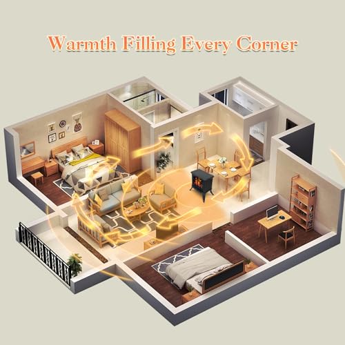 Electric Fireplace Stove with 3D Realistic Flame, 750W/1500W Mode F882