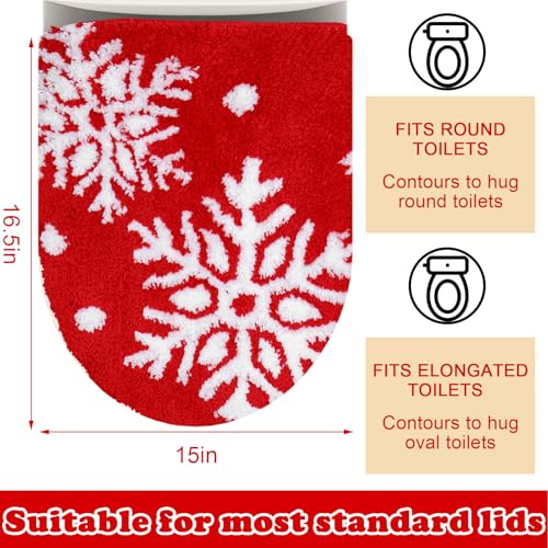 Red White Snowflake Toilet Seat Cover S39230