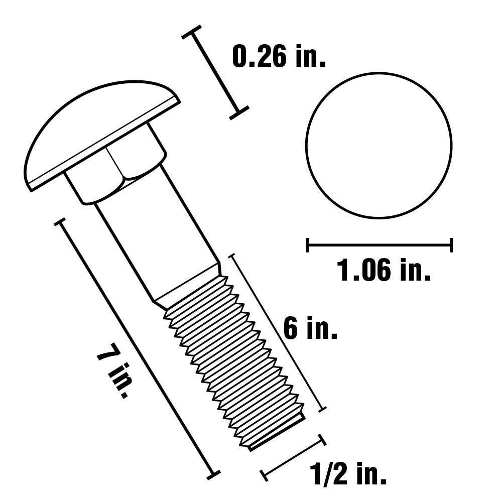 Galvanized Carriage Bolt 1/2 in.-13 x 7 in. 25-Pack P8263
