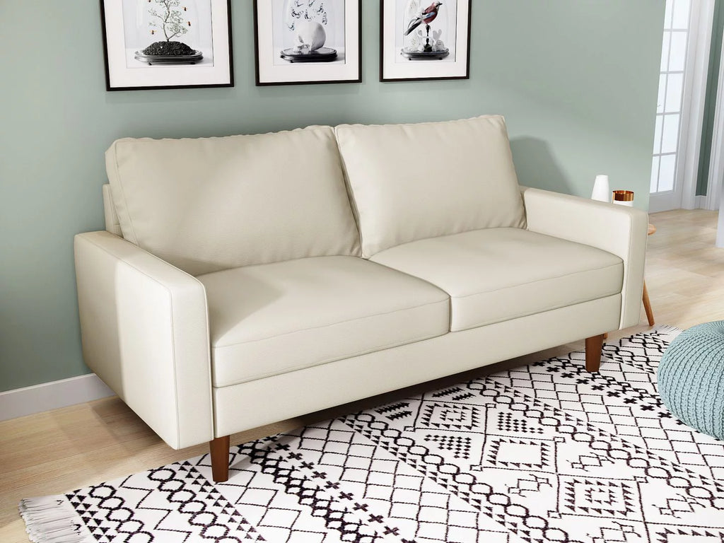 Soft White Faux Leather Futon Sofa S970665