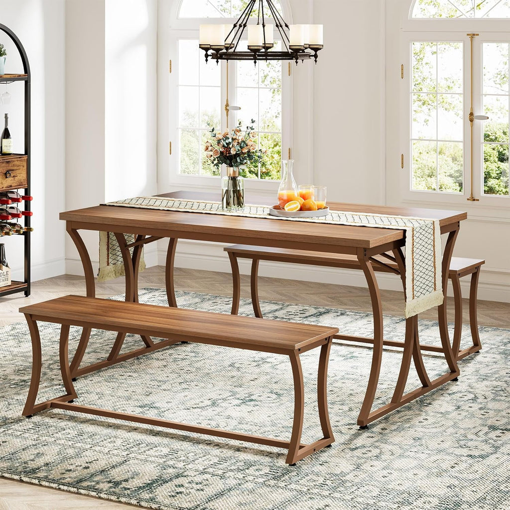 51-Inch Dining Table Set with 2 Benches & Table Runner B70899