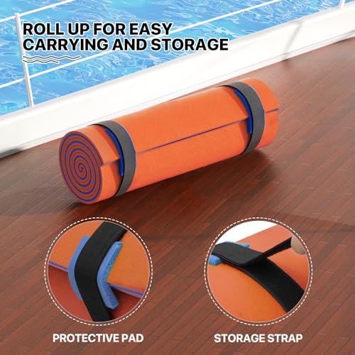 7 x 3 Ft Floating Water Mat XPE Foam Orange L90334