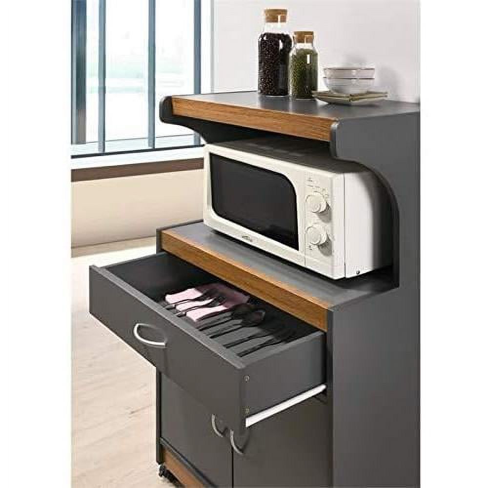 Gray Oak Microwave Kitchen Cart H6299