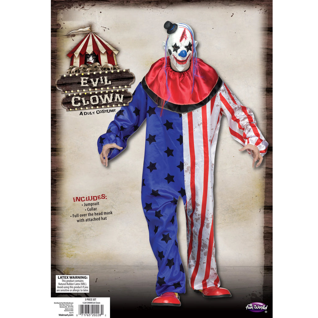 Multi-Color Adult Scary Clown Costume L84372
