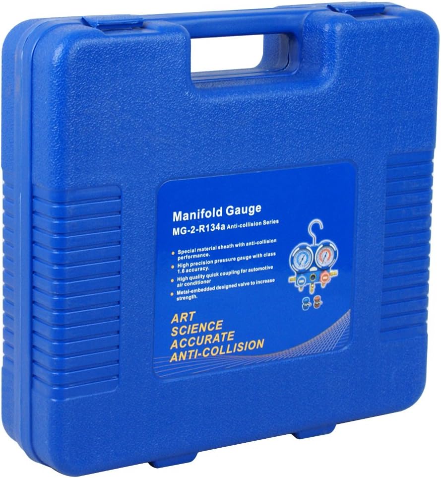 A/C Manifold Gauge Set R134a Refrigeration Kit Brass 4FT w/Case, 1/4 SAE Fittings C985925