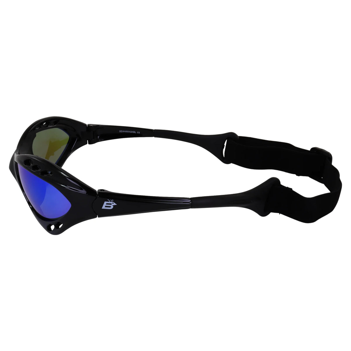 3 Pairs Padded Polarized Sunglasses with Strap Black Frame Blue Purple Green Mirror Lenses R939
