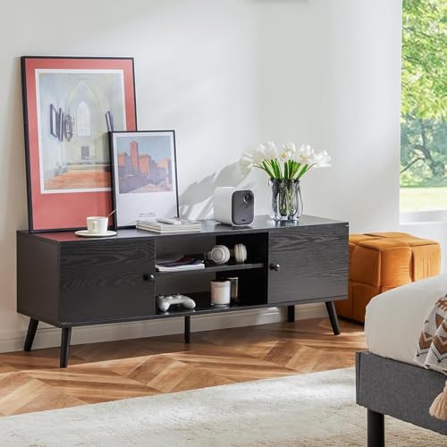 Black TV Stand with Storage T782