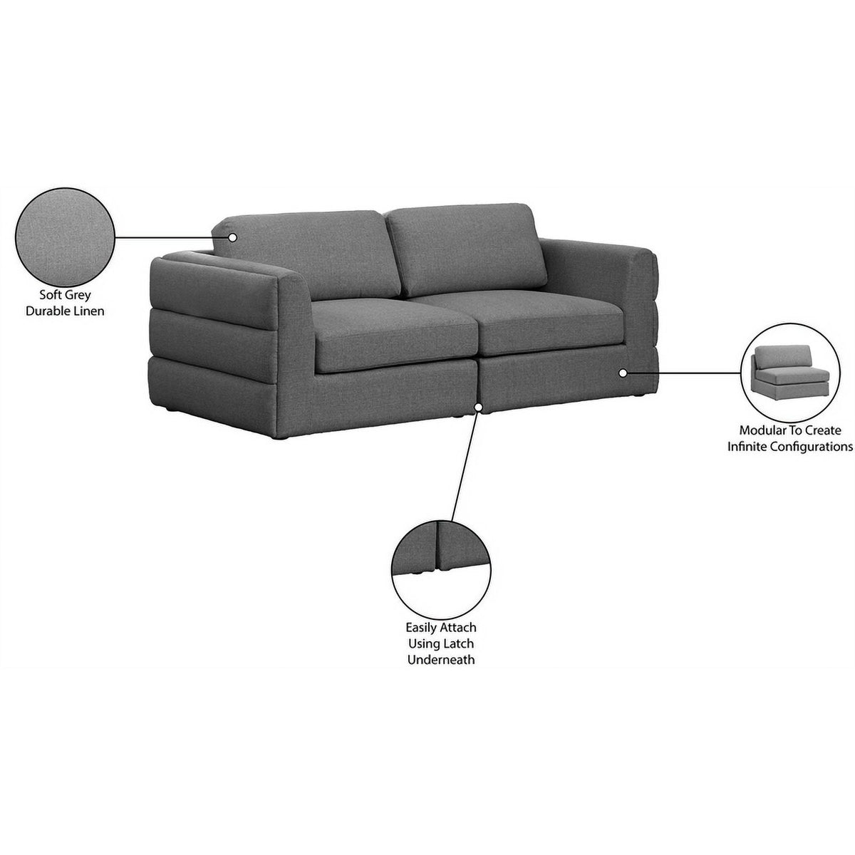Grey Linen Modular Sofa J521