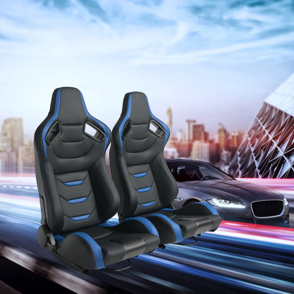 2PCS Universal PVC Leather Racing Seats with Dual Lock Sliders M19199