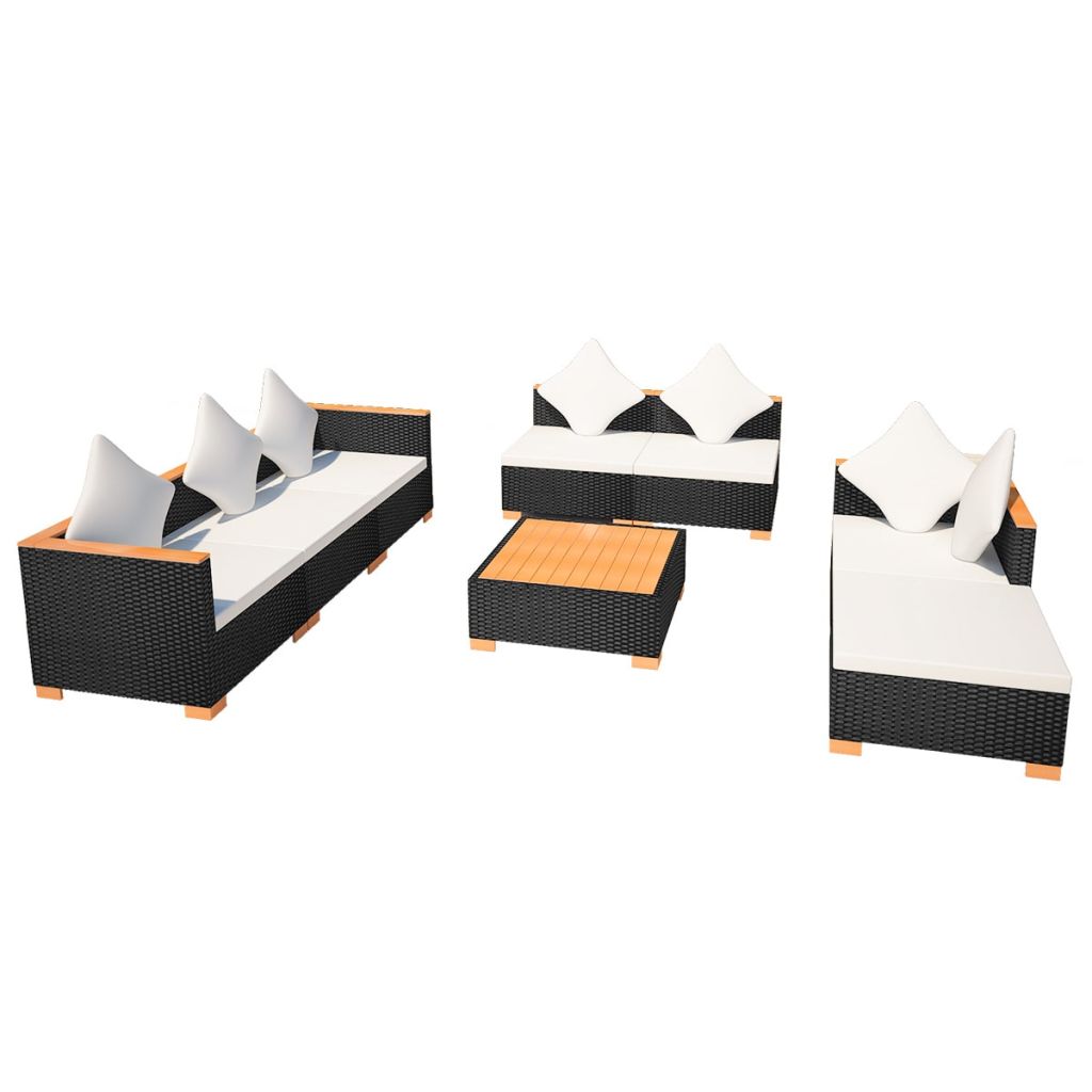 8 Piece Outdoor Poly Rattan Sectional Sofa Set with Ottoman and Coffee Table S788