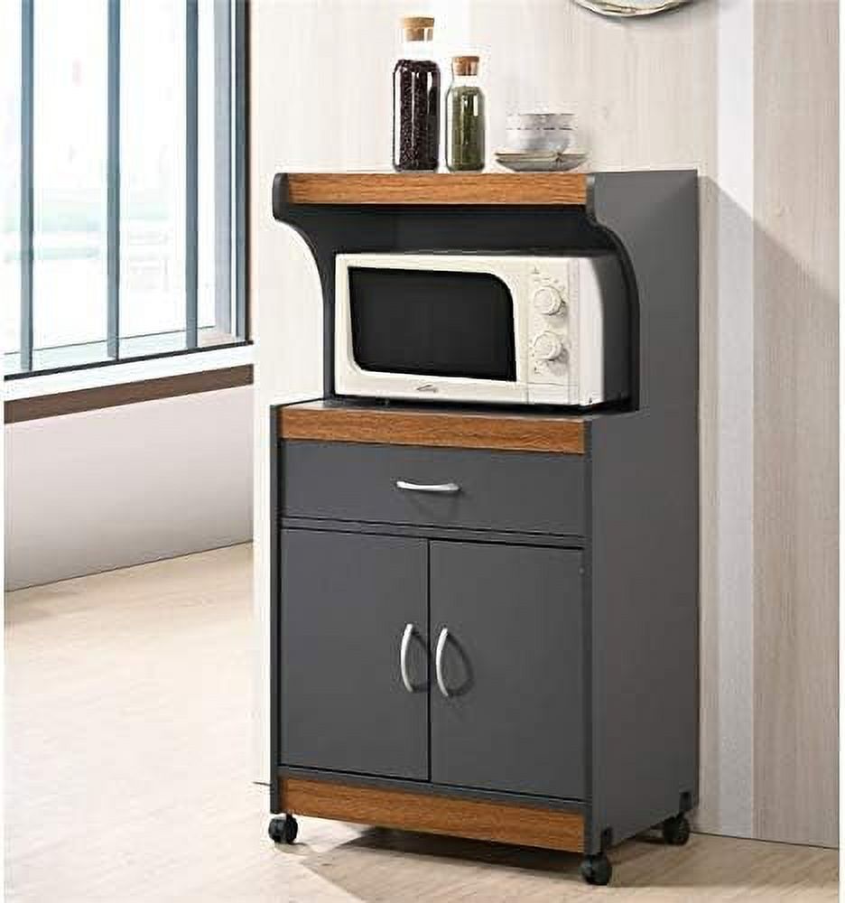 Gray Oak Microwave Kitchen Cart H6299