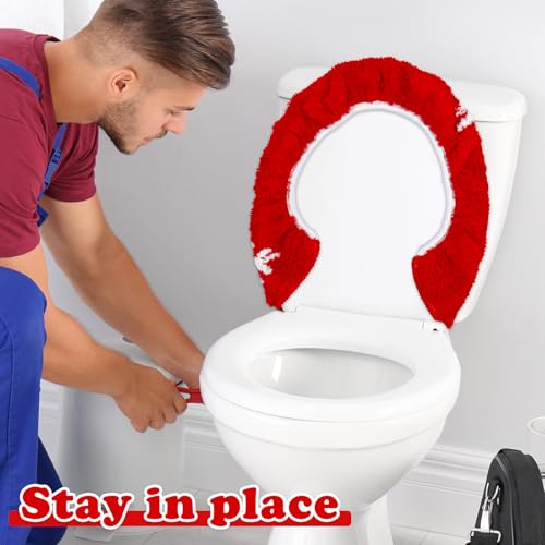 Red White Snowflake Toilet Seat Cover S39230