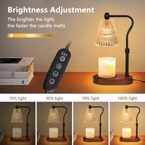 Candle Warmer Lamp with Timer and Dimmer Adjustable Height Electric Wax Melt Warmer with 2 Bulbs Q622
